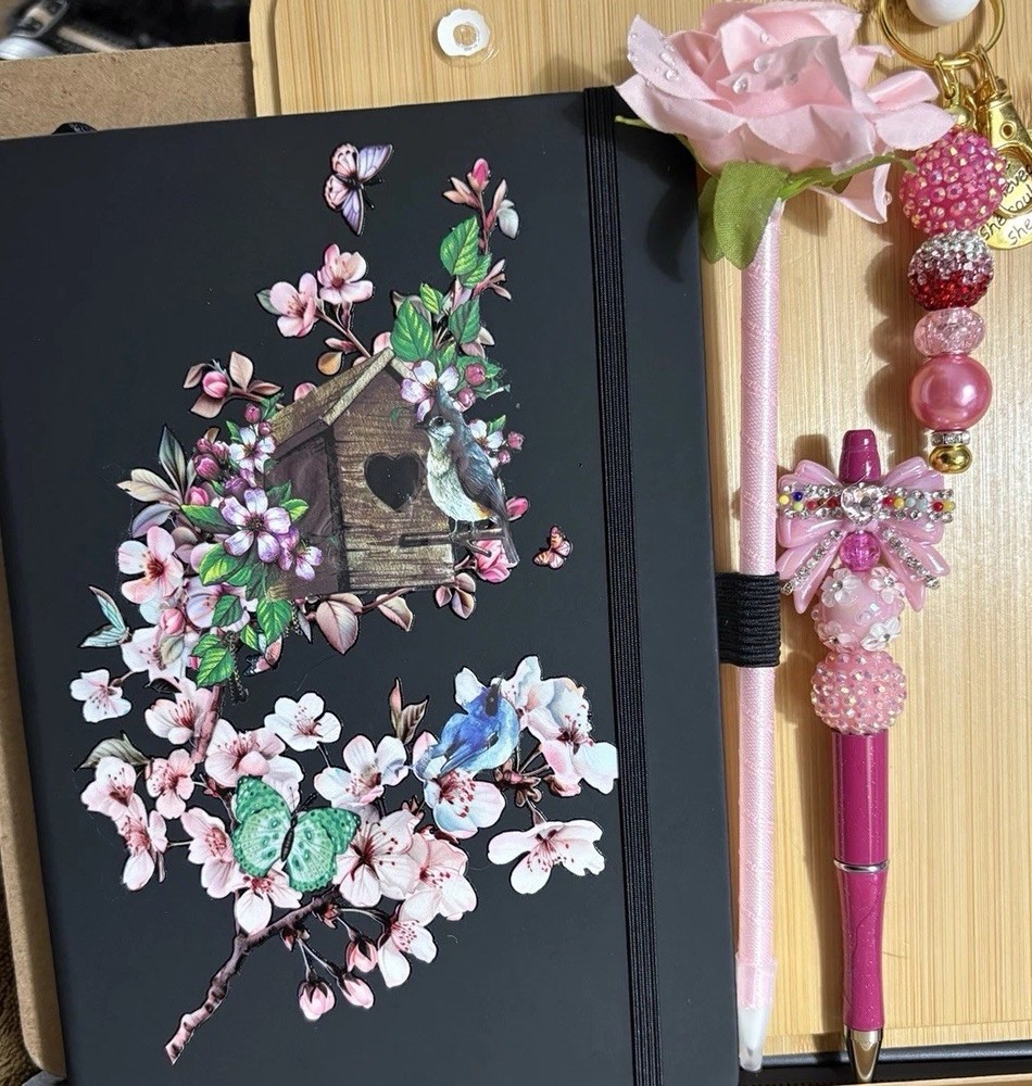 HANDCRAFTED BEADED Key Chain,& NOTE PAD SET Beaded Pen I Kit