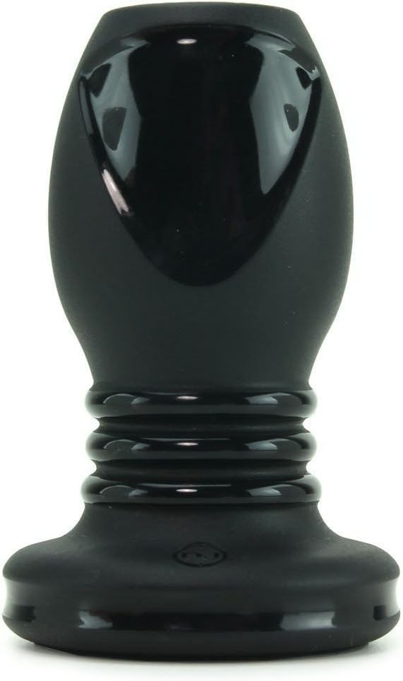 Hollow Butt Plug Medium Black Silicone Flexible Design for Enhanced Pleasure