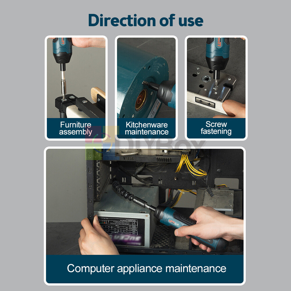 Cordless Electric Screwdriver Rechargeable Drill Mini Torque Adjustment Power