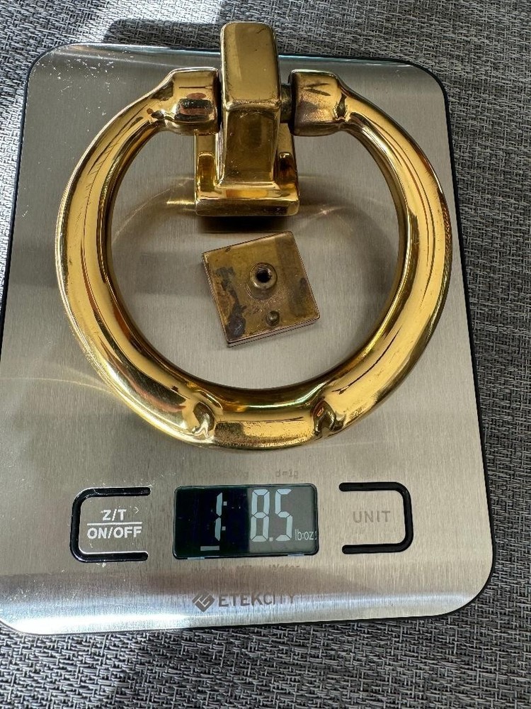 Heavy Solid Brass Door Knocker with Strike Plate, 4" Round