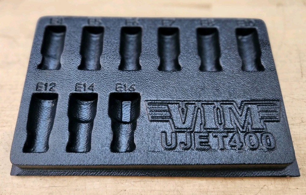New VIM Tools Tray For UJet400 - 9 Pc 1/4" Dr Universal Joint E-Torx Skt Set