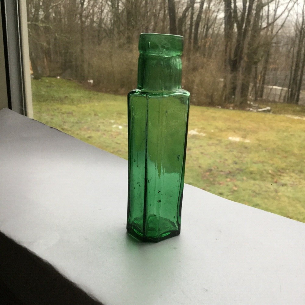 Small Green Antique Condiment Bottle
