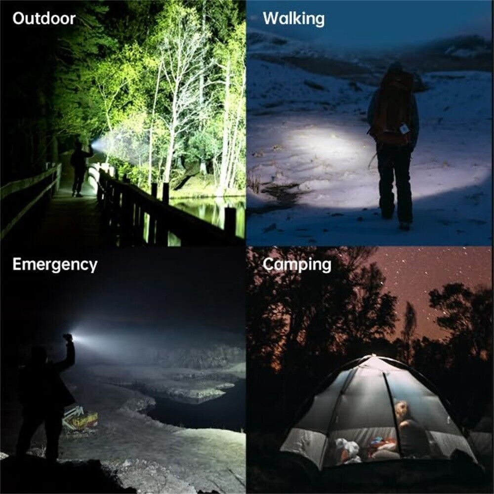 9000000 Lumens Super Bright LED Flashlight Tactical Rechargeable LED Work Lights