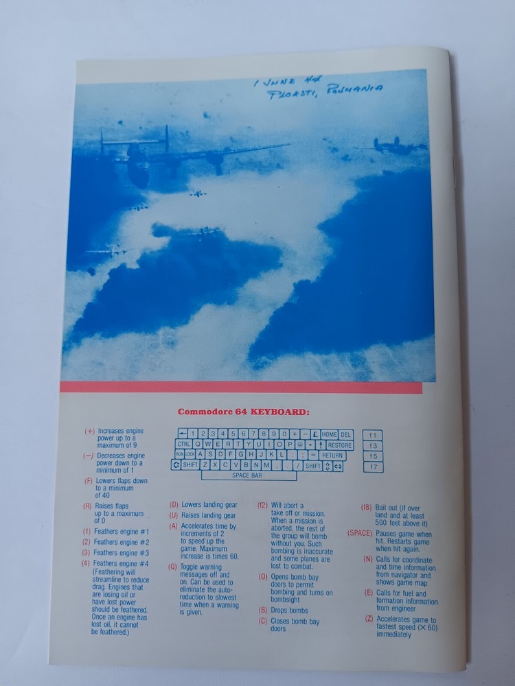 Commodore 64 Combat Flight Simulator B24 Strategic Simulations Game Tested/Works