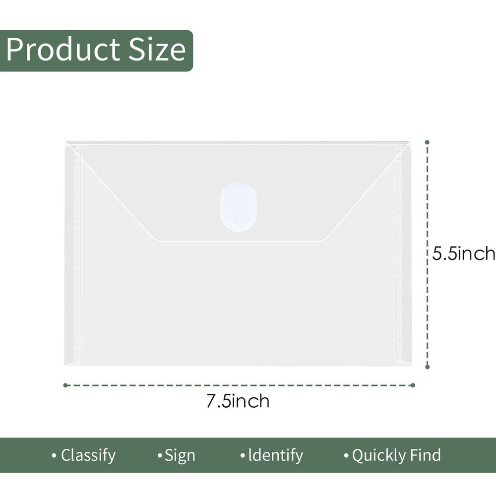 48 Packs Clear Plastic Small Envelope with Hook & Loop Closure 5 1/2 x 7 1/2 ...