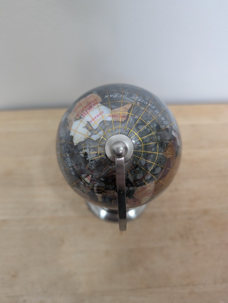 9" Silver Semi Precious Stone Globe