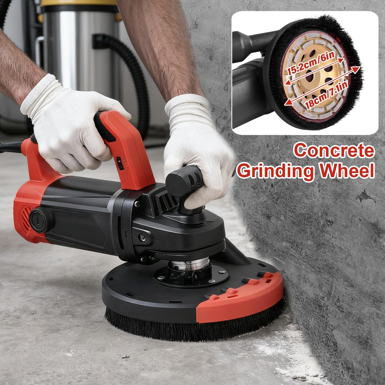 Concrete Floor Grinder 7" Wall Rough Grinder Roughing Machine 2200W