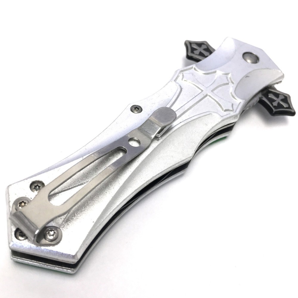Tactical CELTIC CROSS Spring Open Assisted Folding STILETTO Pocket Knife NEW