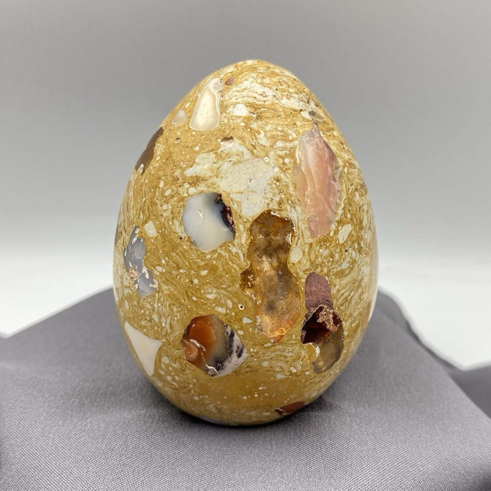 Vintage Composite Stone Egg Embedded Mexican Fire Opal? Pieces 2.5" 6oz