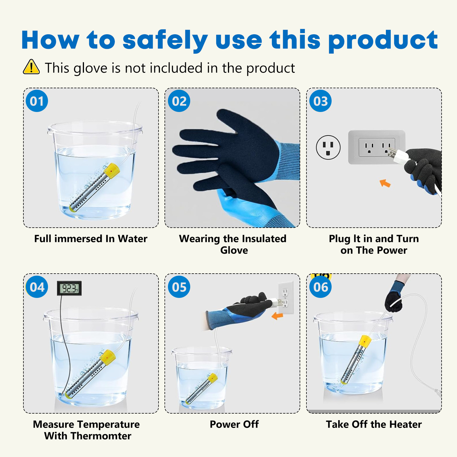 1500W 110V Water Heater Portable Electric Immersion Element Bucket Boiler Travel