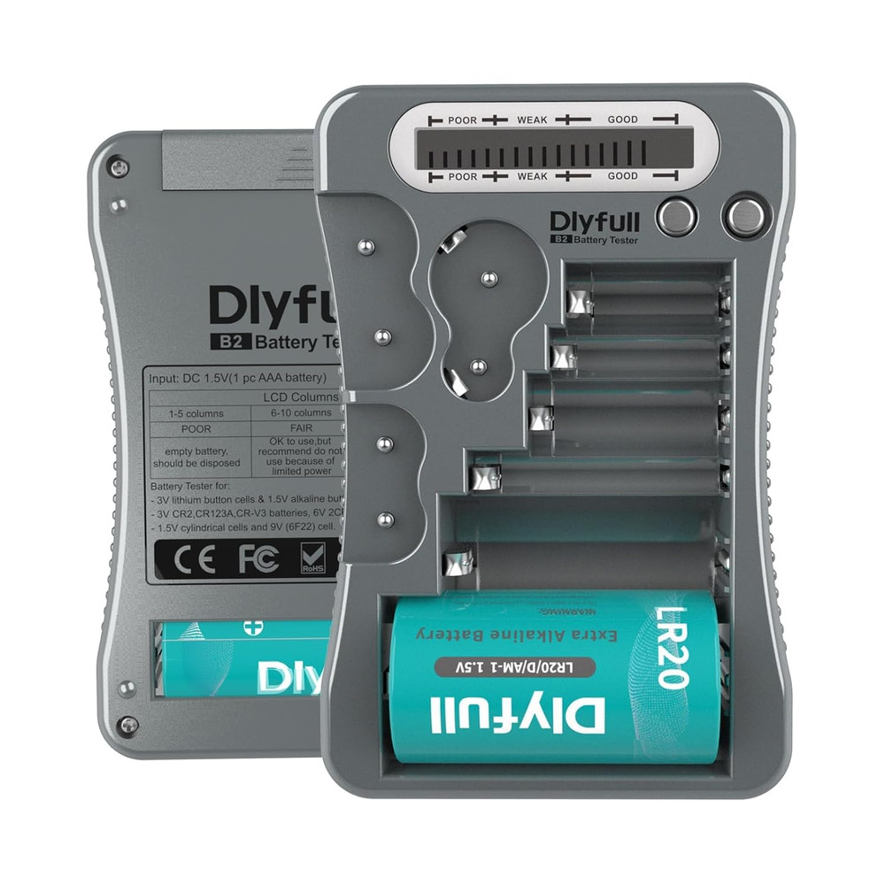 Universal Battery Tester with LCD Display, Multi Purpose Small Battery Checker f