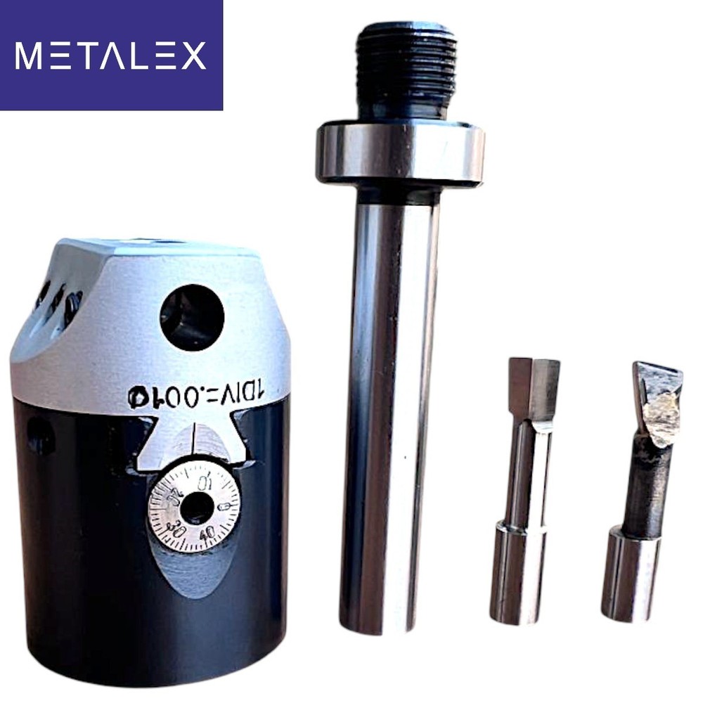 1.5" Adjustable Boring Head 1 Div. = .001 thou + 12mm Straight Arbor & Tool Bits