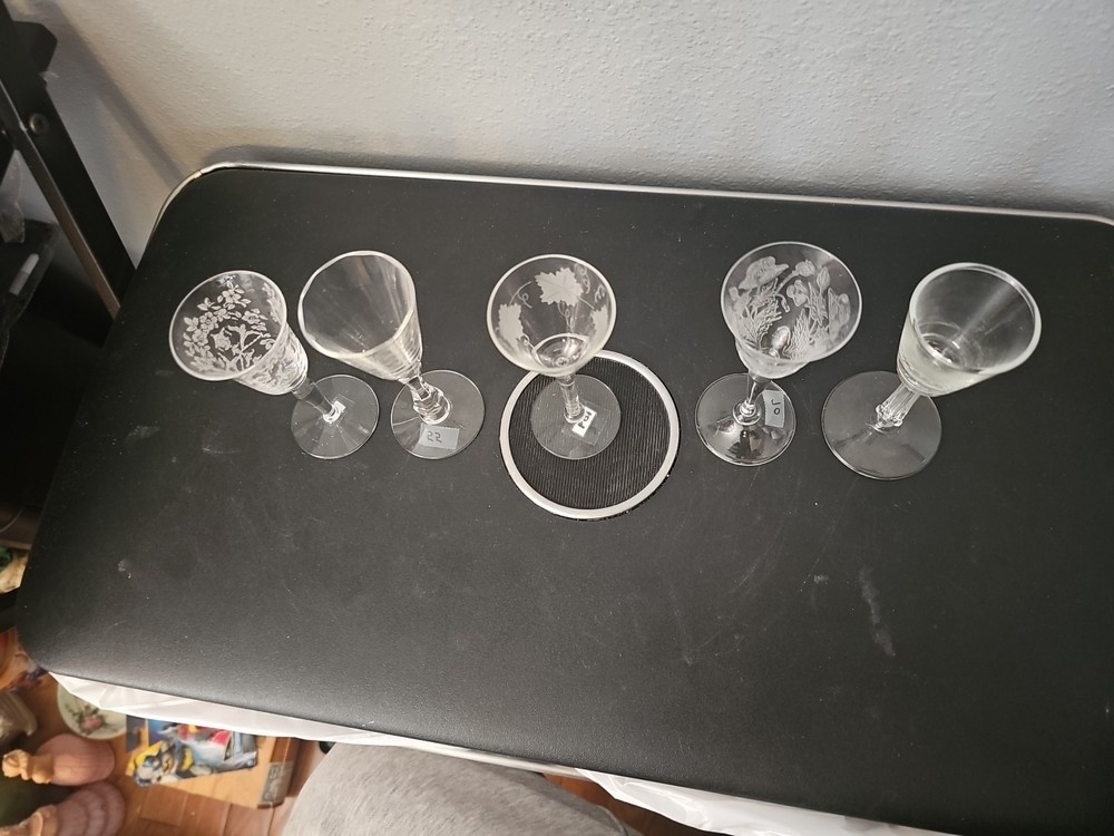 Set of 5 Different Cordial Glasses