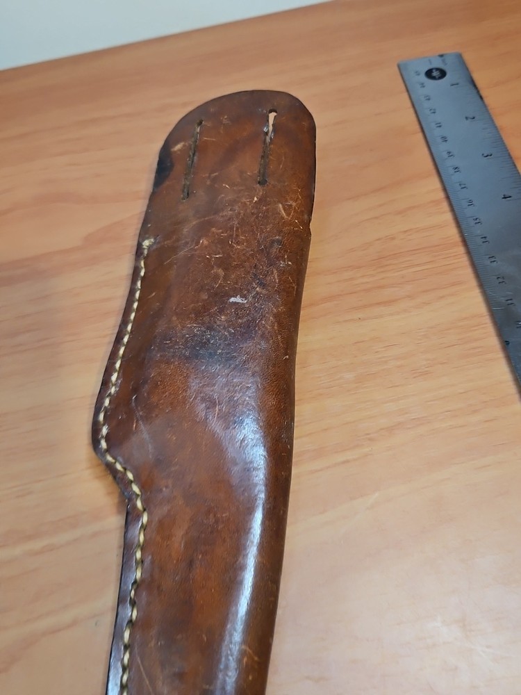 Vtg Large Leather Fixed Blade Knife Sheath