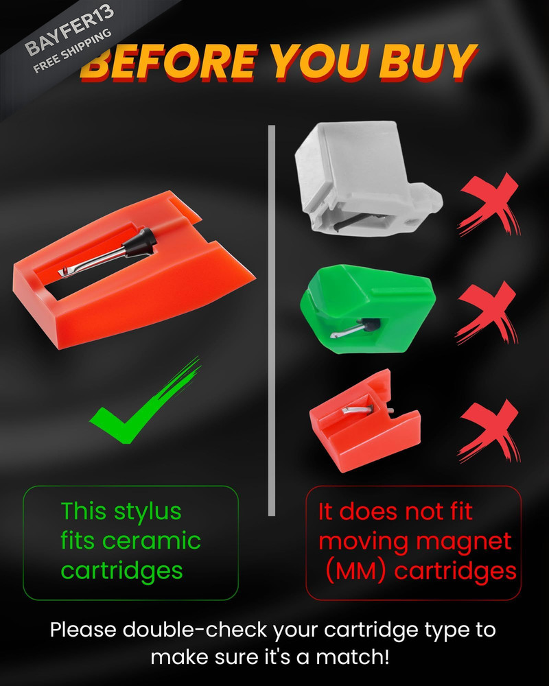 4 Pack Record Player Needles Replacement Compatible with Crosley, Victrola &...