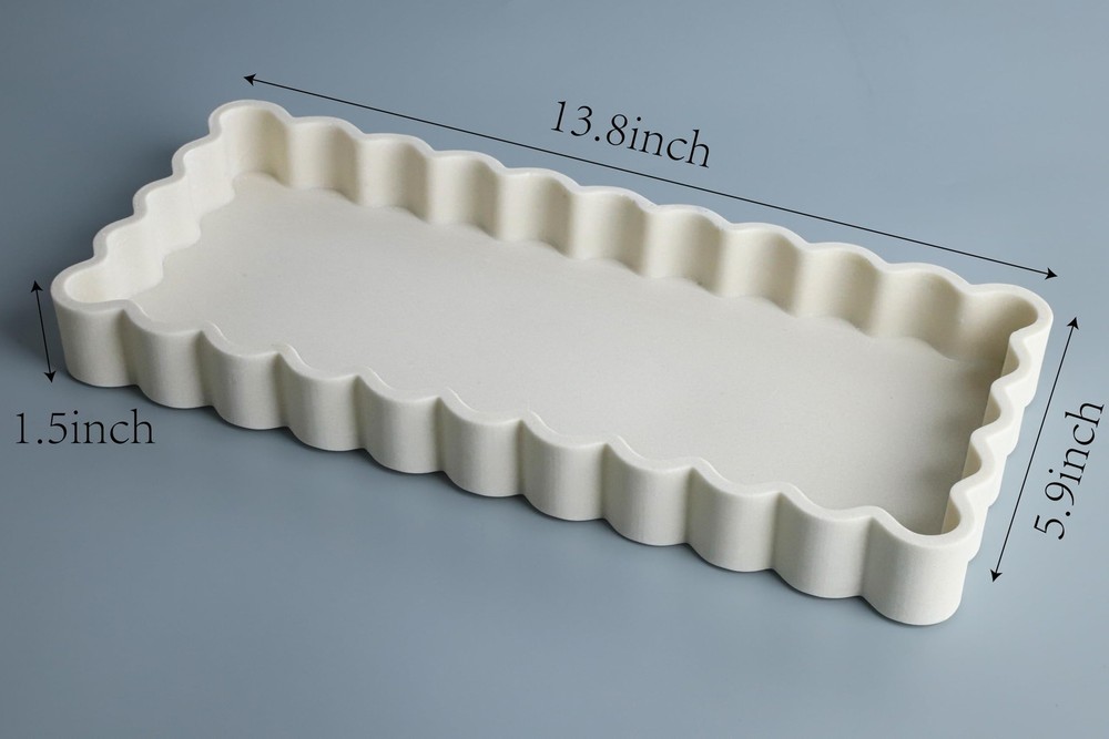 Wavy Edge Decorative Tray,Rectangular Concrete Tray for Coffee Table Decor,13...