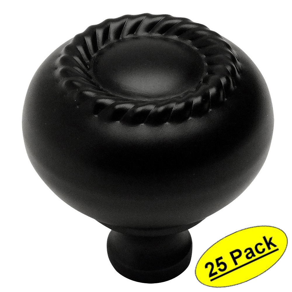 *25 Pack* Cosmas Cabinet Hardware Flat Black Hollow Knobs #4040FB