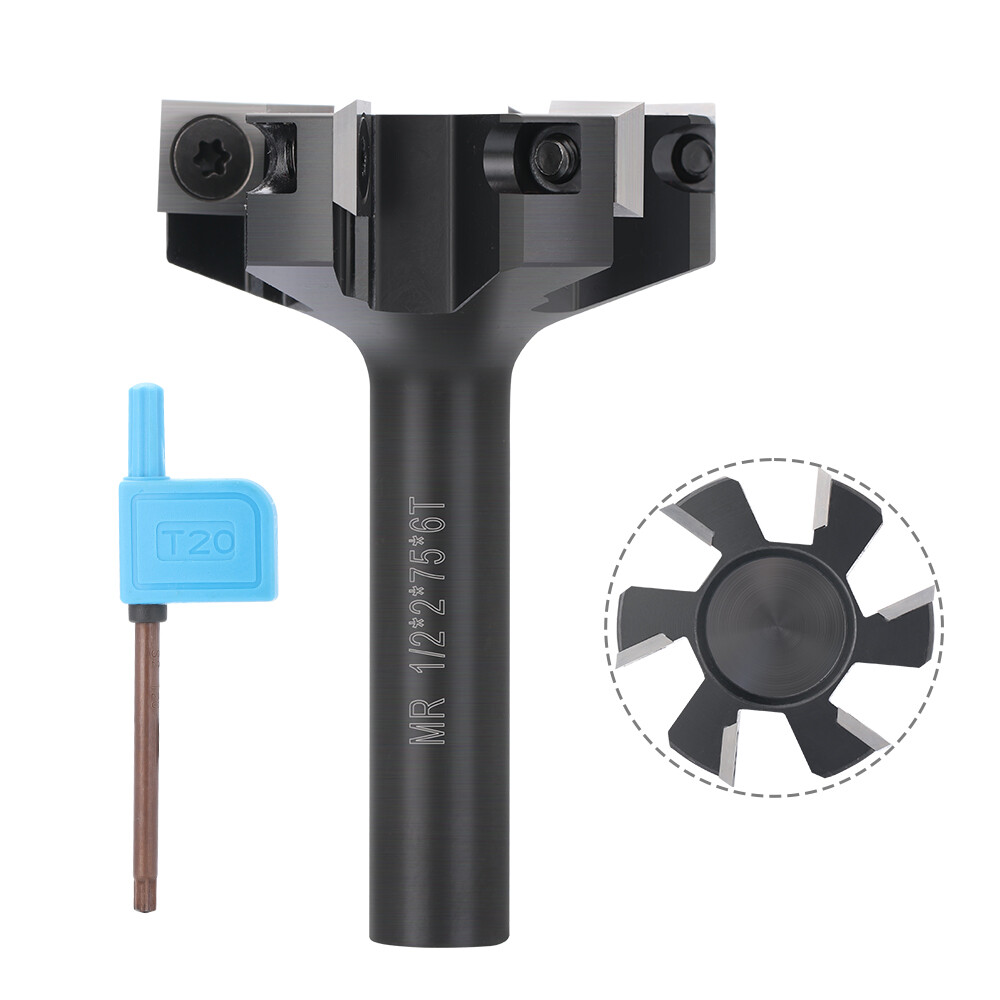 CNC Spoilboard Surfacing Router Bit 1/2" Shank 6-Wings Planing Bit for Wood