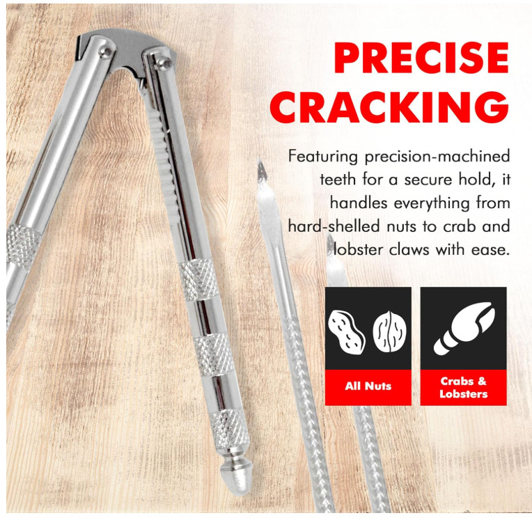 Nutcracker Tool 6.75 Inch Stainless Steel with Picks Heavy Duty Nut Cracker Set