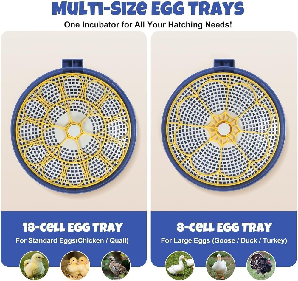 Modern Egg Incubator for Up to 18 Eggs - Auto Humidity, Temp & Turn Features