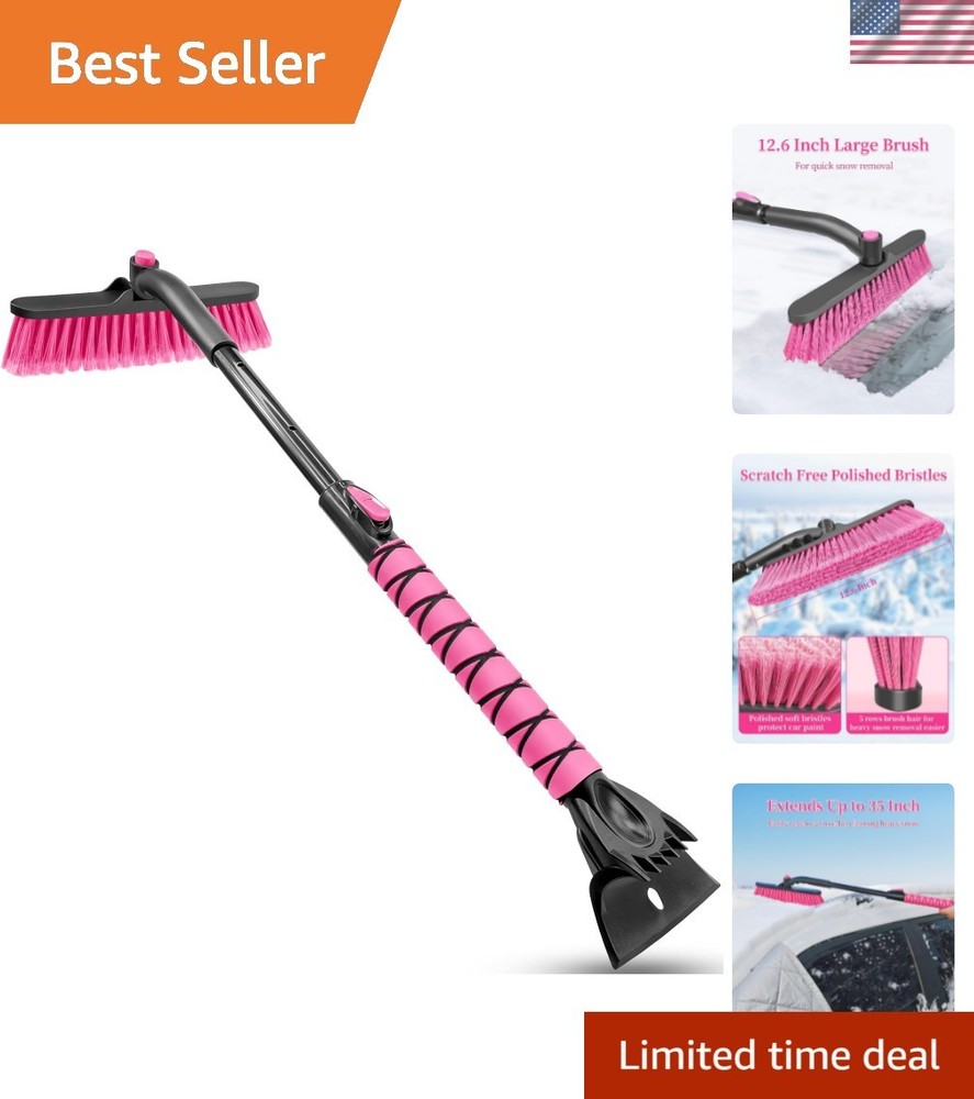 35 Inch Multi-functional Snow Brush and Ice Scraper - Effortless Snow Clearing