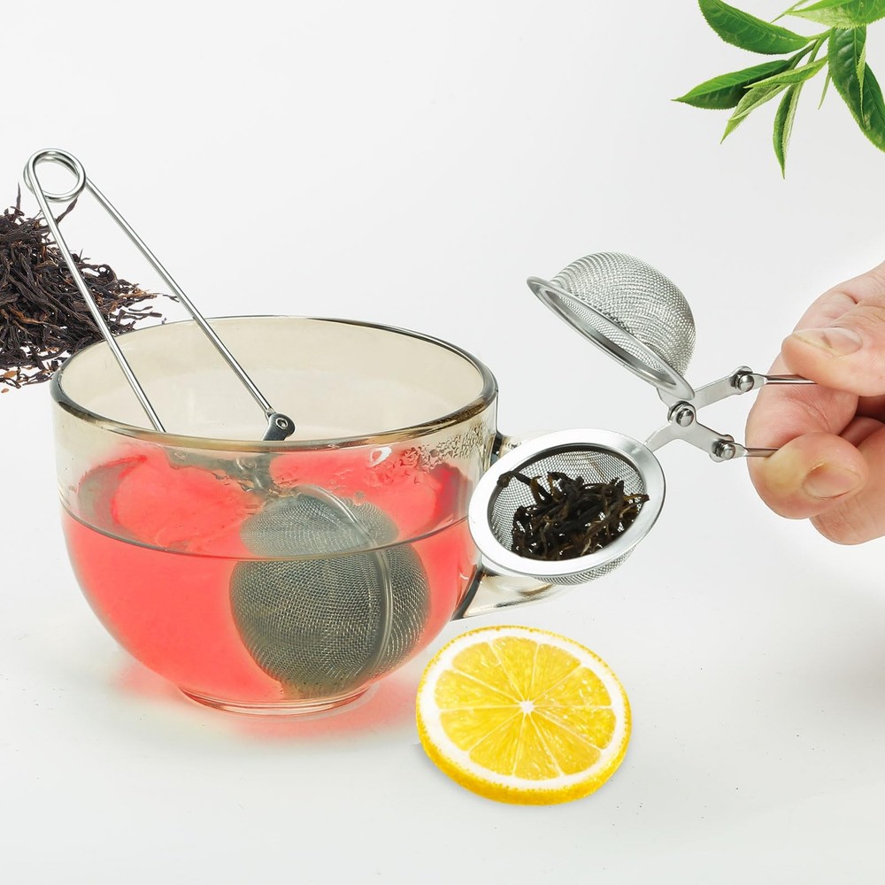 Tea Strainers for Loose Tea, 4 Pack Tea Infuser with Handle Fine Mesh Tea Bal.