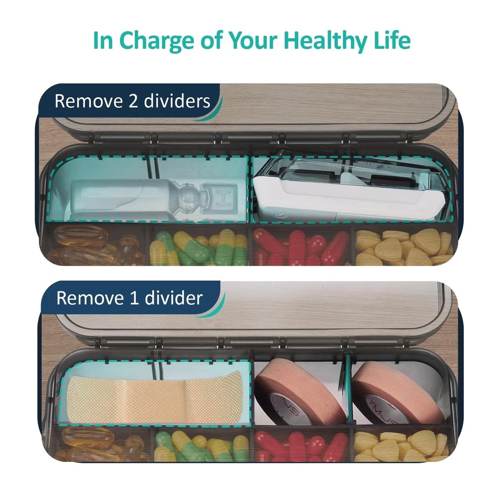 Travel Moisture Proof Pill Case with 12 Extra Large Compartment