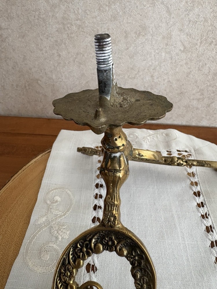 FLASH SALE! Large Antique? Solid Brass Double Coat Hook - Ornate Design 9” Wide