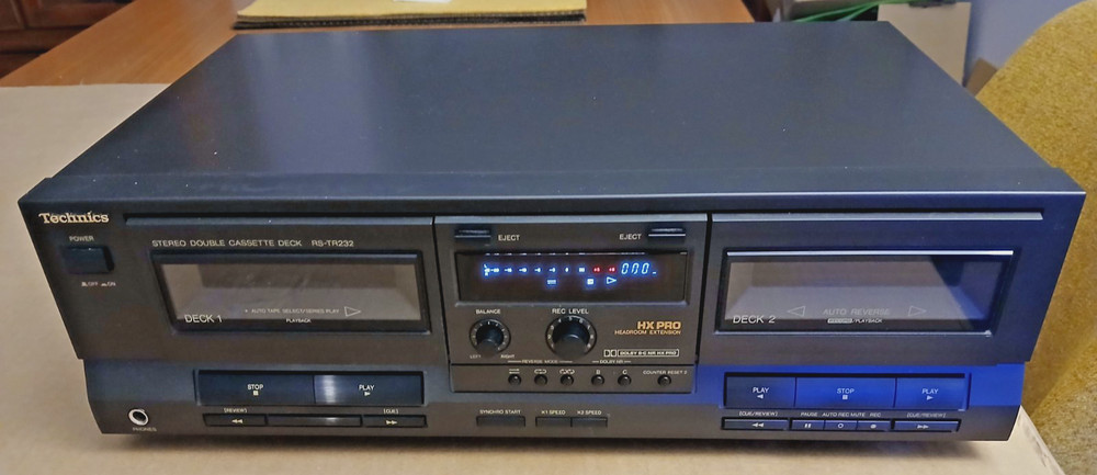 Technics working stereo double cassette deck player RS-TR232P-K made in Japan