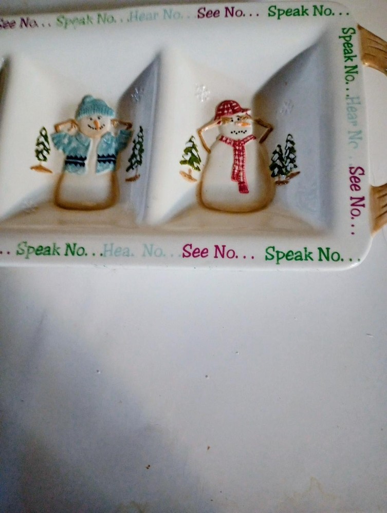 See No Speak No 3 Section Serving Dish