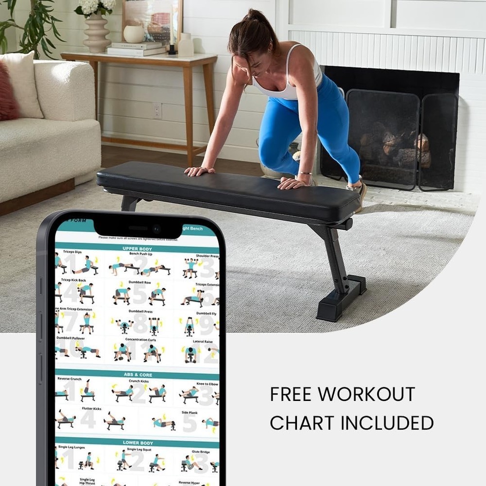 Foldable Flat Bench for Weight Training - 1,000 lb Capacity