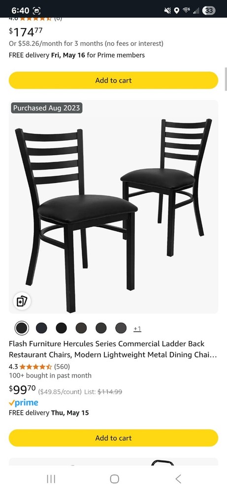 Restaurant chairs