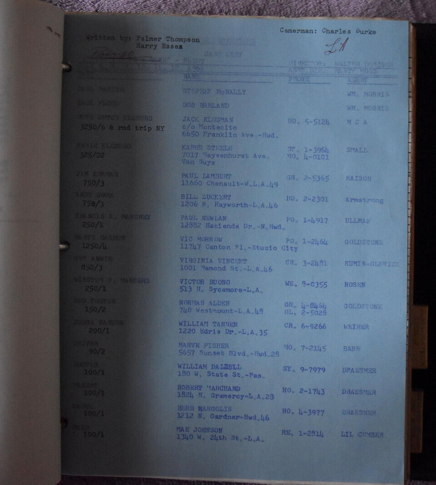 1961-2 " Target: The Corruptors " Original Screenplay Scripts.