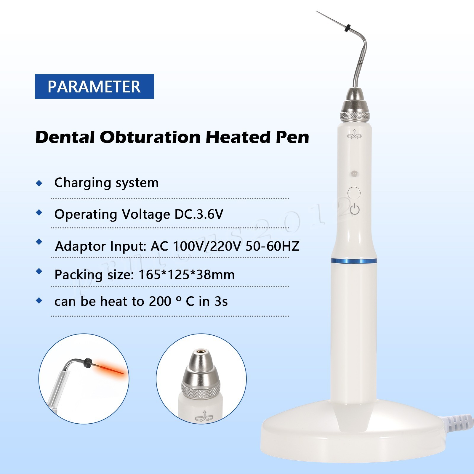 Dental Gutta Percha Obturation System Wireless Endo Heated Pen+2Tips