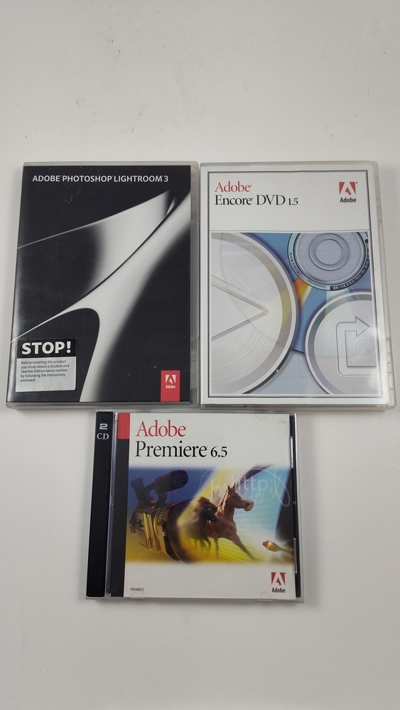 Adobe Encore DVD 1.5, Premiere 6.5, Lightroom 3 Software Bundle - Used