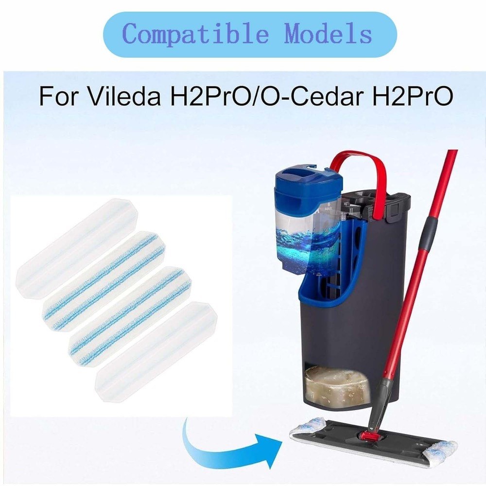 4-Pack Mop Pads Replacements for Flat Mop System, Reusable Microfiber Mop Ref...