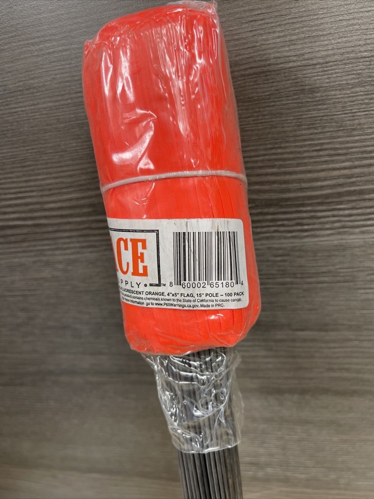 Marking flags Small flags Yard flags 100 Pack 15” Pole Orange New