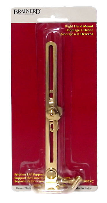 (12 Pack) Friction Lid Support - Right Hand - Brass Plated 6"