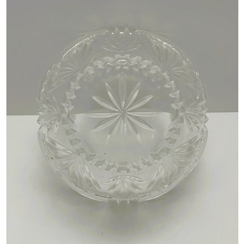 Vintage Oneida German Crystal 5" Bowl, Spring Lace Pattern, Starburst Bottom