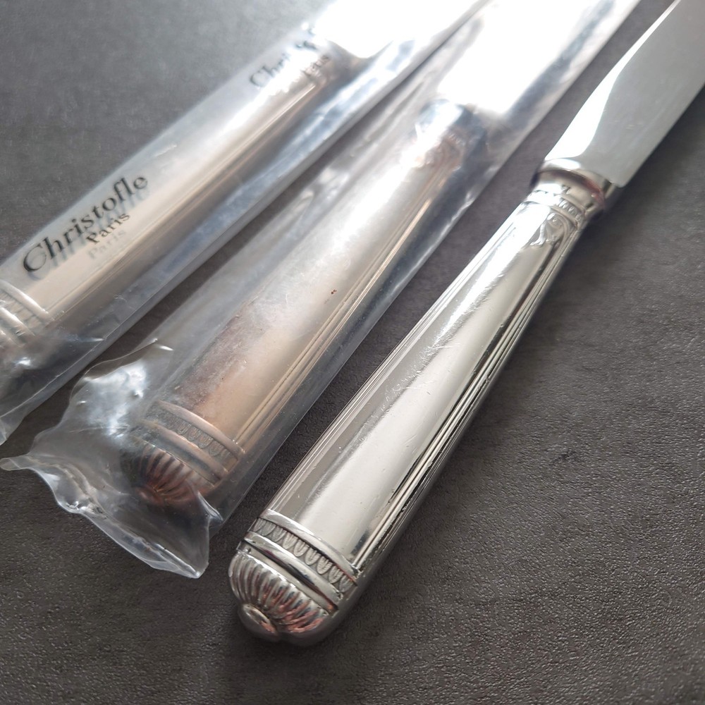 Christofle Malmaison 9pcs Silverplate Flatware Table Knife Fork Spoon Excellent