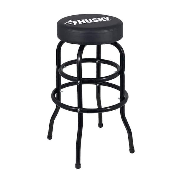 Shop Stool 360° Swivel Seat 29" Workshop Garage Bar Chair Cushioned Black