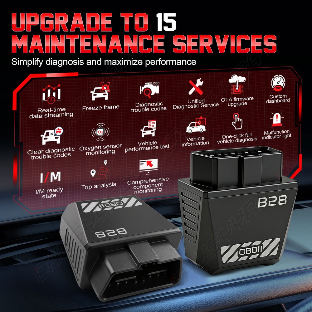 CHUSYYRAY Bluetooth Car OBD2 Scanner Diagnostic Scan Tool for iPhone & Android