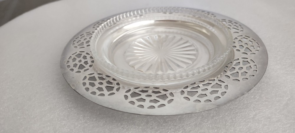 Wm Rogers Silverplate Wine Coaster w/ Glass Insert