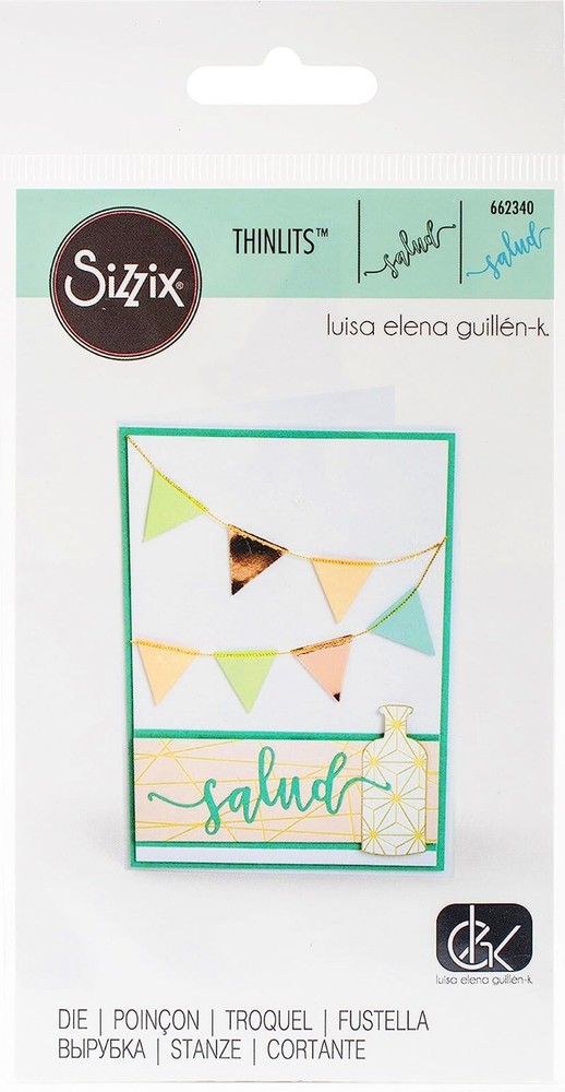 Sizzix Thinlits die Phrase Salud (Cheers) #662340 Retail $8.99 by L E Guillen-K.