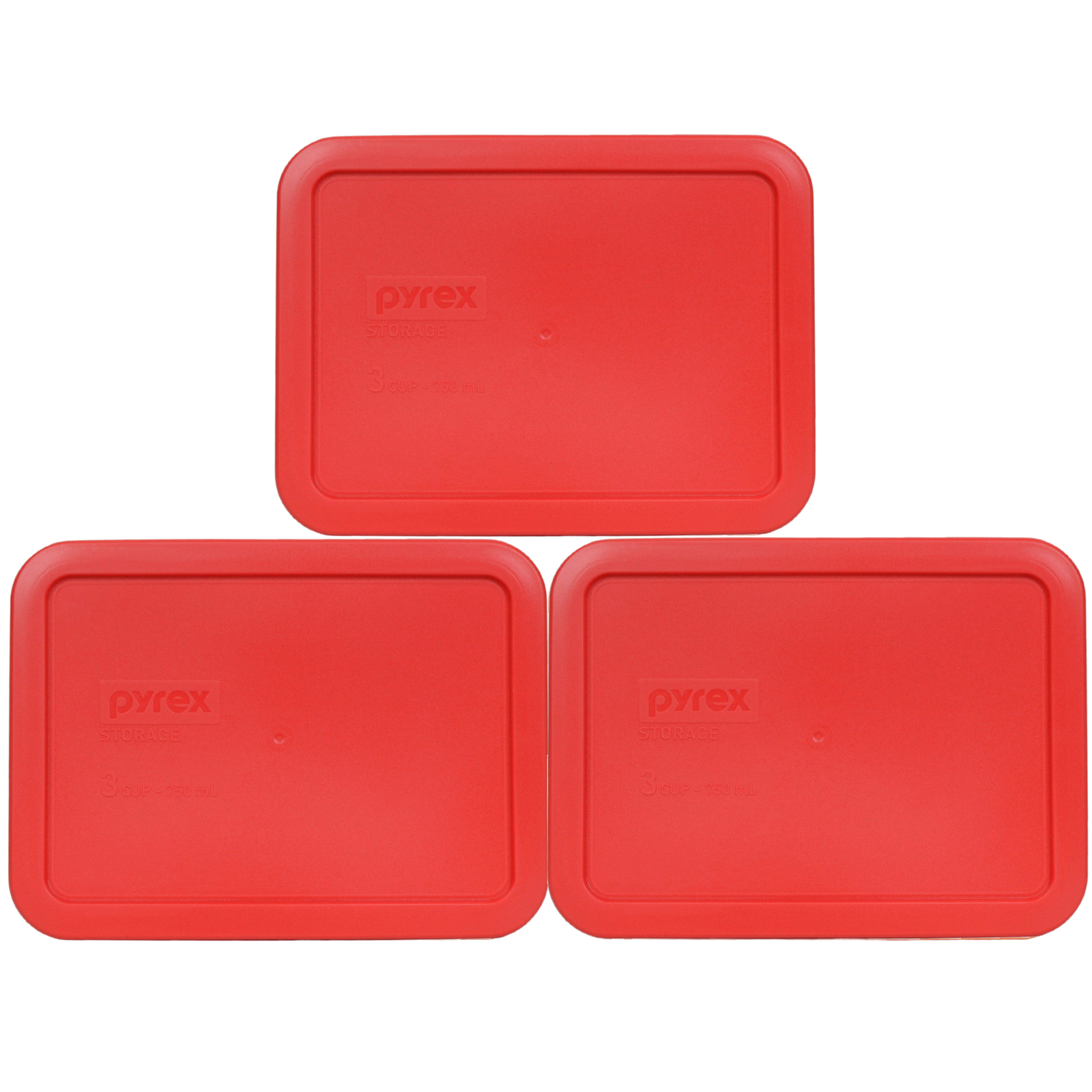 Pyrex 7210-PC Red Rectangle Plastic Storage Replacement Lid Cover (3-Pack)