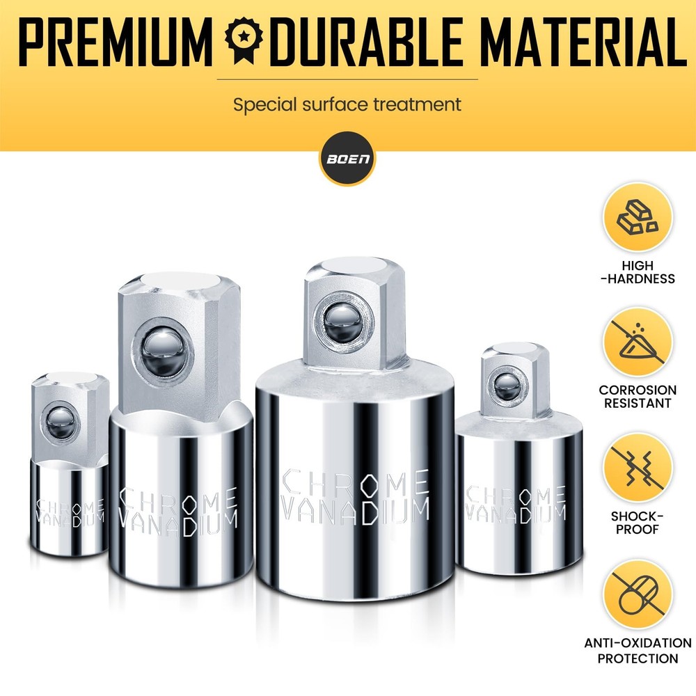 4 Piece Socket Adapter and Reducer Set, 1/4", 3/8", 1/2" Drive Socket Adapter...