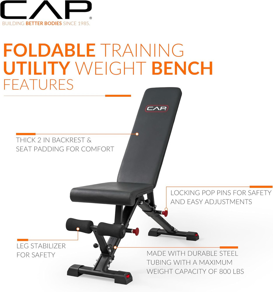 CAP Barbell Multi-Purpose Adjustable Utility Strength Training Weight Bench | Mu