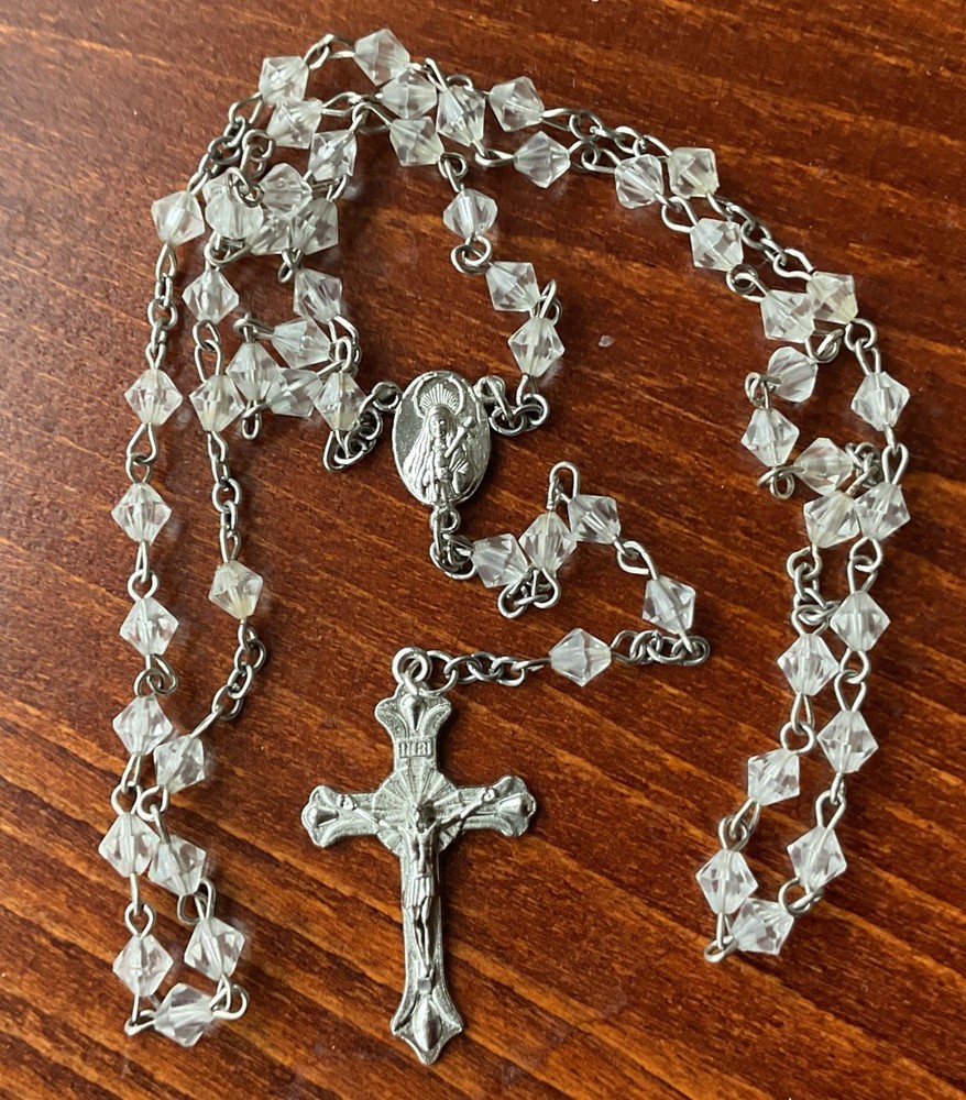 Catholic Jerusalem Crystal Clear Rosary - 20” (Free Shipping)