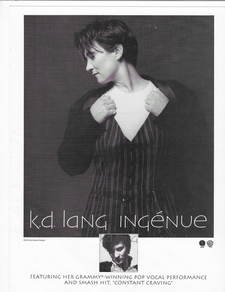 K.D. LANG  INGENUE ORIGINAL PRINT AD