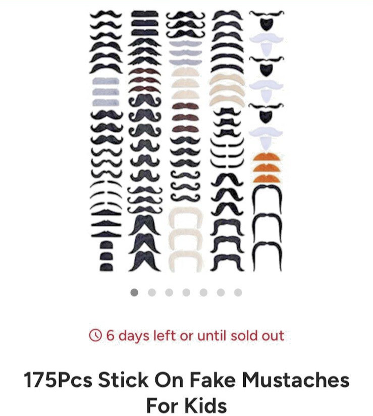 175 PIECES STICK ON FAKE MUSTACHES FOR ANY OCCASION BRAND NEW